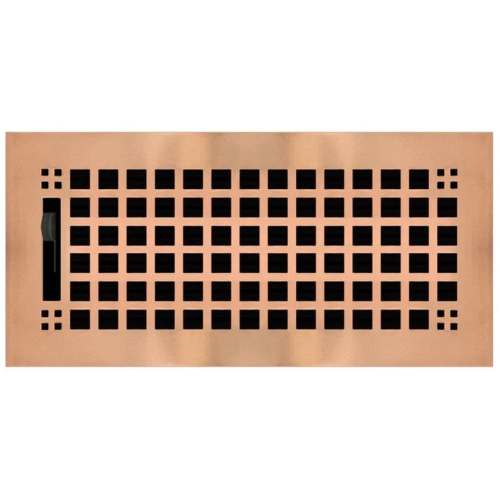 Mission Steel Floor and Wall Registers Vent Cover Steel Plated (Wholesale Registers) - VCU 2 x 12 (Overall: 3.5 x 13.125) Polished Copper