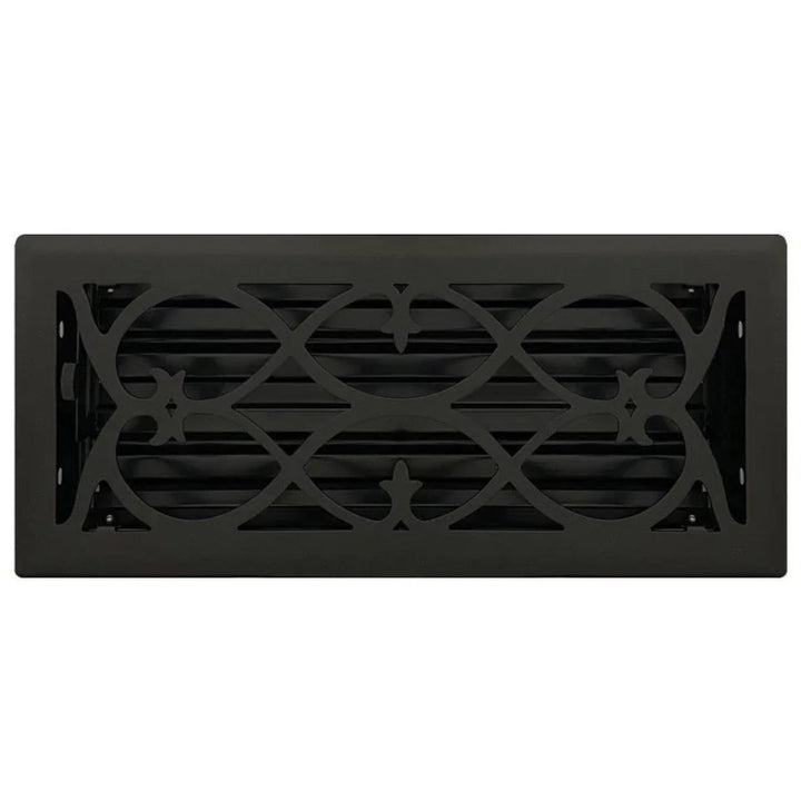 Victorian Floor and Wall Registers Vent Cover Steel Plated (Wholesale Registers) - VCU 2 x 10 (Overall: 3.375 x 11.25) Flat Black