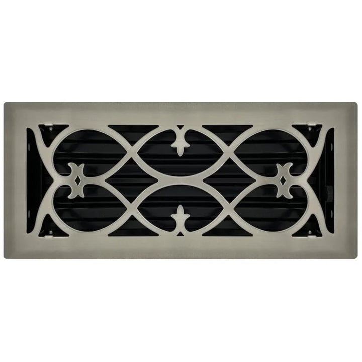 Victorian Floor and Wall Registers Vent Cover Steel Plated (Wholesale Registers) - VCU 2 x 10 (Overall: 3.375 x 11.25) Brushed Nickel