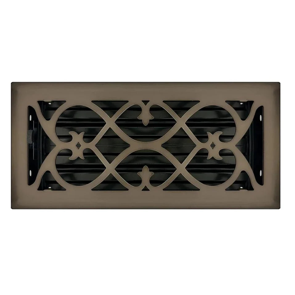 Victorian Floor and Wall Registers Vent Cover Steel Plated (Wholesale Registers) - VCU 2 x 10 (Overall: 3.375 x 11.25) Oil Rubbed Bronze