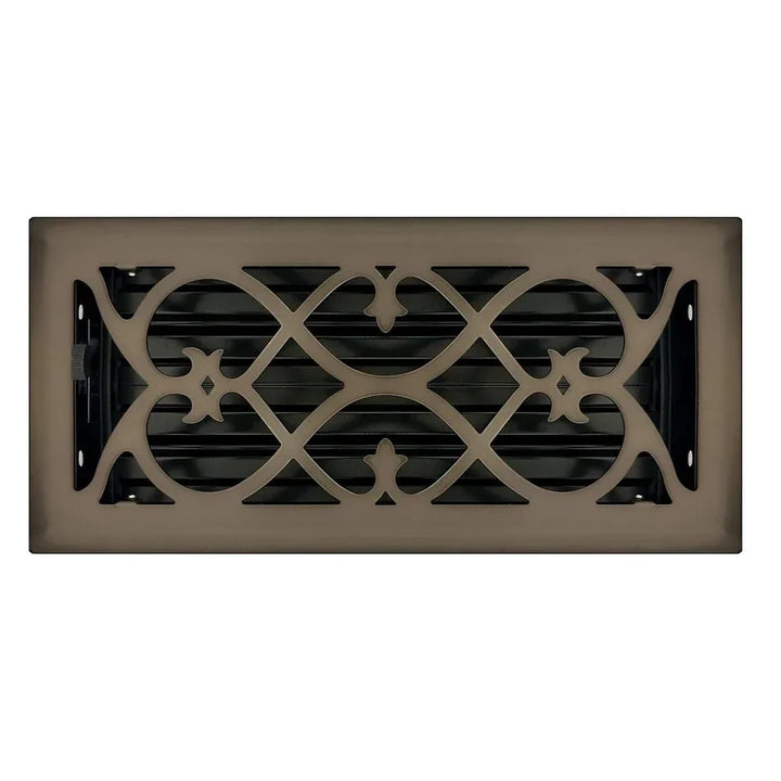 Victorian Floor and Wall Registers Vent Cover Steel Plated (Wholesale Registers) - VCU 2 x 10 (Overall: 3.375 x 11.25) Oil Rubbed Bronze