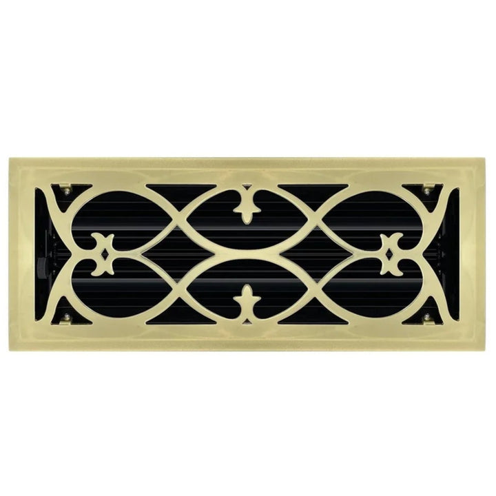 Victorian Floor and Wall Registers Vent Cover Steel Plated (Wholesale Registers) - VCU 2 x 10 (Overall: 3.375 x 11.25) Polished Brass