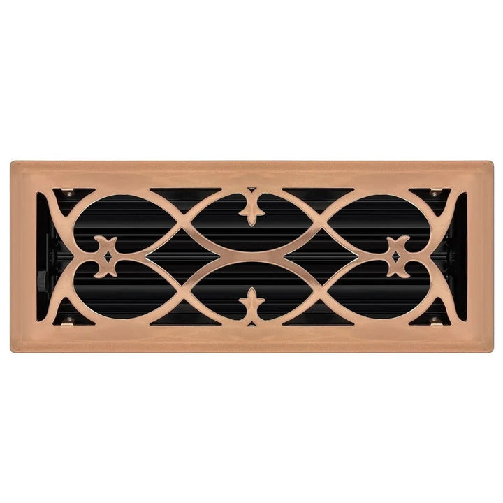 Victorian Floor and Wall Registers Vent Cover Steel Plated (Wholesale Registers) - VCU 2 x 10 (Overall: 3.375 x 11.25) Polished Copper