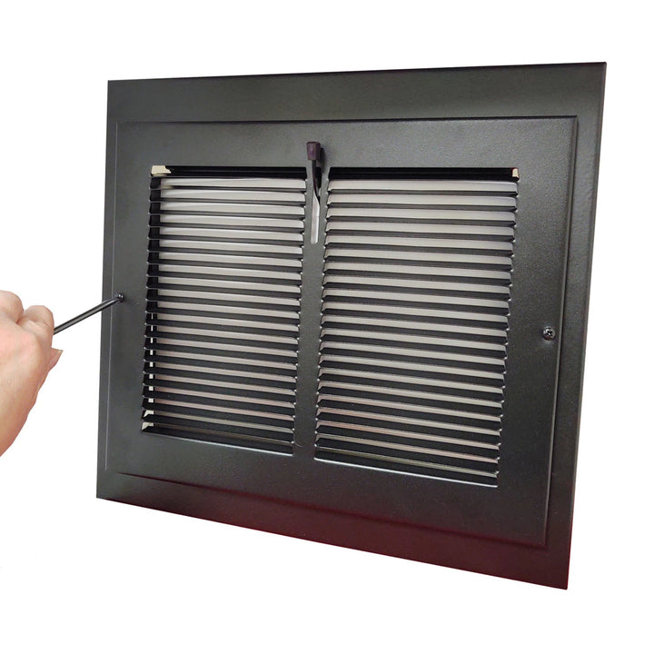 Linear Steel Gravity Register Gravity Register Steel Plated (Wholesale Registers) - VCU 10 x 8 (13 W x 12 H Overall) Black