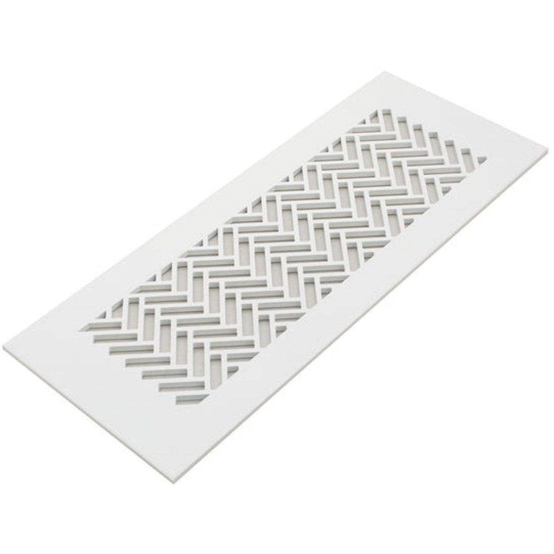 Classic Herringbone Design Vent Covers - Made to Order Vent Cover Reggio Register Company, LLC - VCU 2.25 x 10 (Overall 3.5 x 12) 3/16" Aluminum White