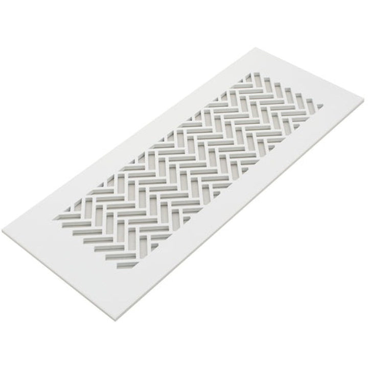 Classic Herringbone Design Vent Covers - Made to Order Vent Cover Reggio Register Company, LLC - VCU 2.25 x 10 (Overall 3.5 x 12) 3/16" Aluminum White