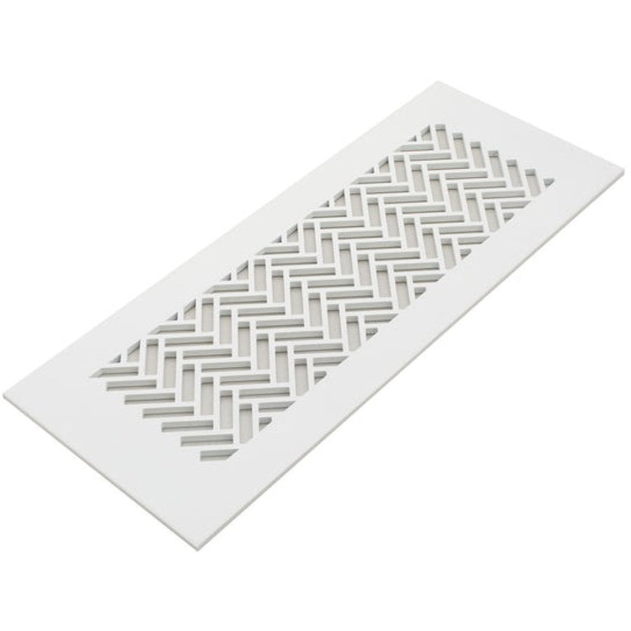 Classic Herringbone Design Vent Covers - Made to Order Vent Cover Reggio Register Company, LLC - VCU 2.25 x 10 (Overall 3.5 x 12) 3/16" Aluminum White