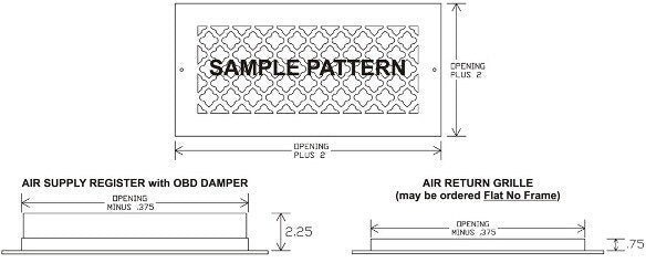 Gothic Gold Series Registers and Returns Vent Cover Steel Crest Corporation - VCU