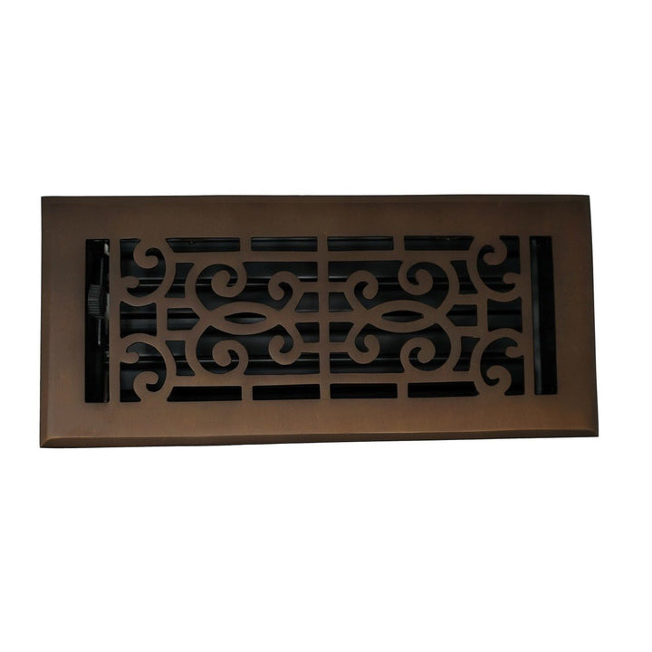 Madelyn Carter Cast Brass Baroque Floor and Wall Vent Covers Vent Cover Kay Hardware - VCU 2 x 10 (Overall: 3.75 x 11.5) Oil Rubbed Bronze