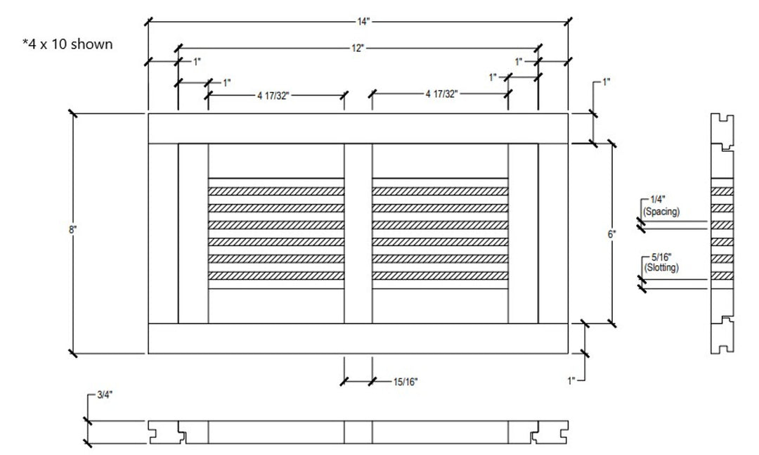 Wood Designs One Way Linear Flush with Frame Vent Cover Register Grillworks, Inc - VCU