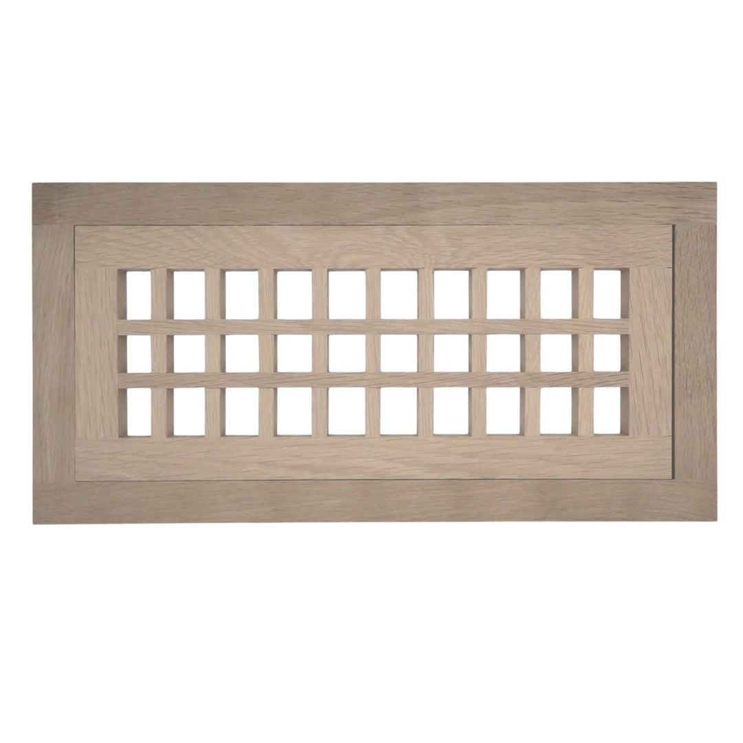 Wood Designs Grid Flush With Frame Floor Registers Register Grillworks, Inc - VCU 2.5 x 10 (Overall 6.5 x 14) White Oak Floor