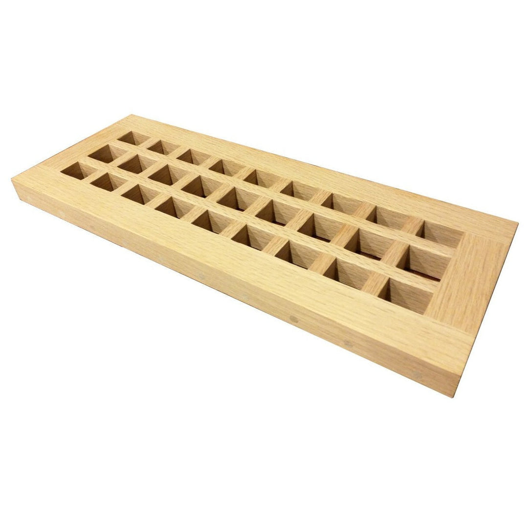 Wood Designs Grid Flush Mount Slab Floor Registers Flush No Frame Vent Cover Grillworks, Inc - VCU 2.5 x 10 (Overall 4.5 x 12) Red Oak Floor (with vertical crossbar)