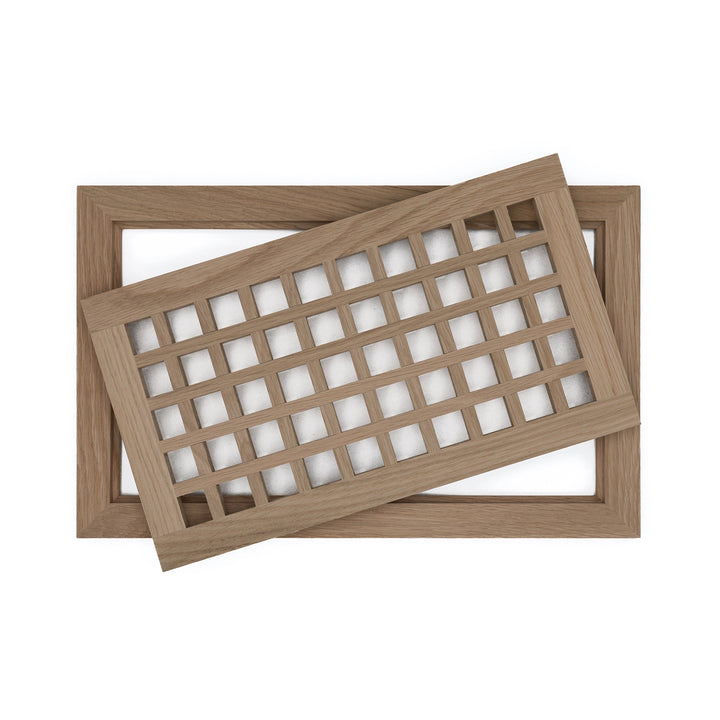 Wood Designs Grid Flush With Frame Floor Registers Register Grillworks, Inc - VCU 2.5 x 10 (Overall 6.5 x 14) Red Oak Floor
