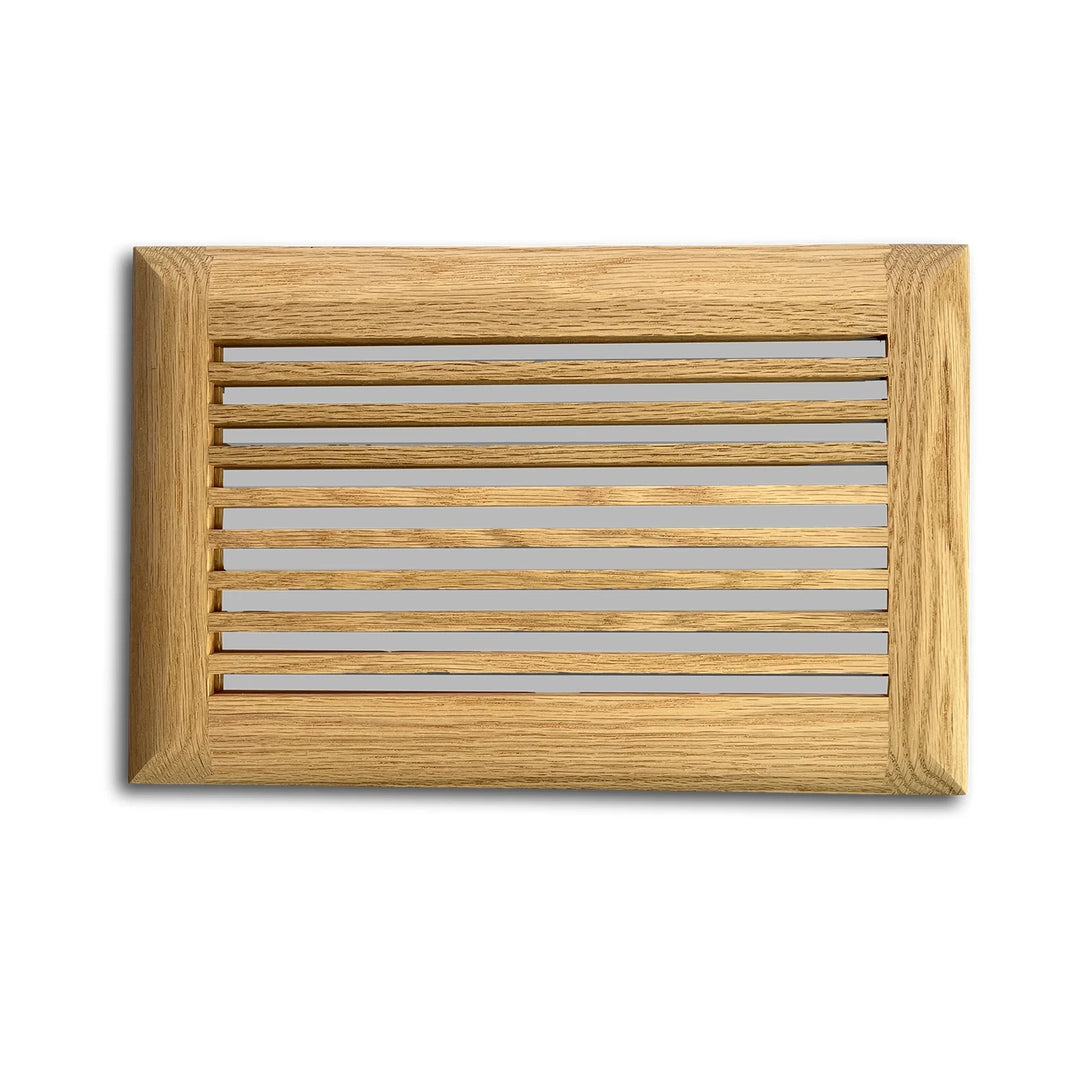 Wood Designs One Way Linear Insert Floor Registers Insert Grillworks, Inc - VCU 2.5 x 10 (Overall 3.938 x 11.438) Red Oak Floor (with vertical crossbar)