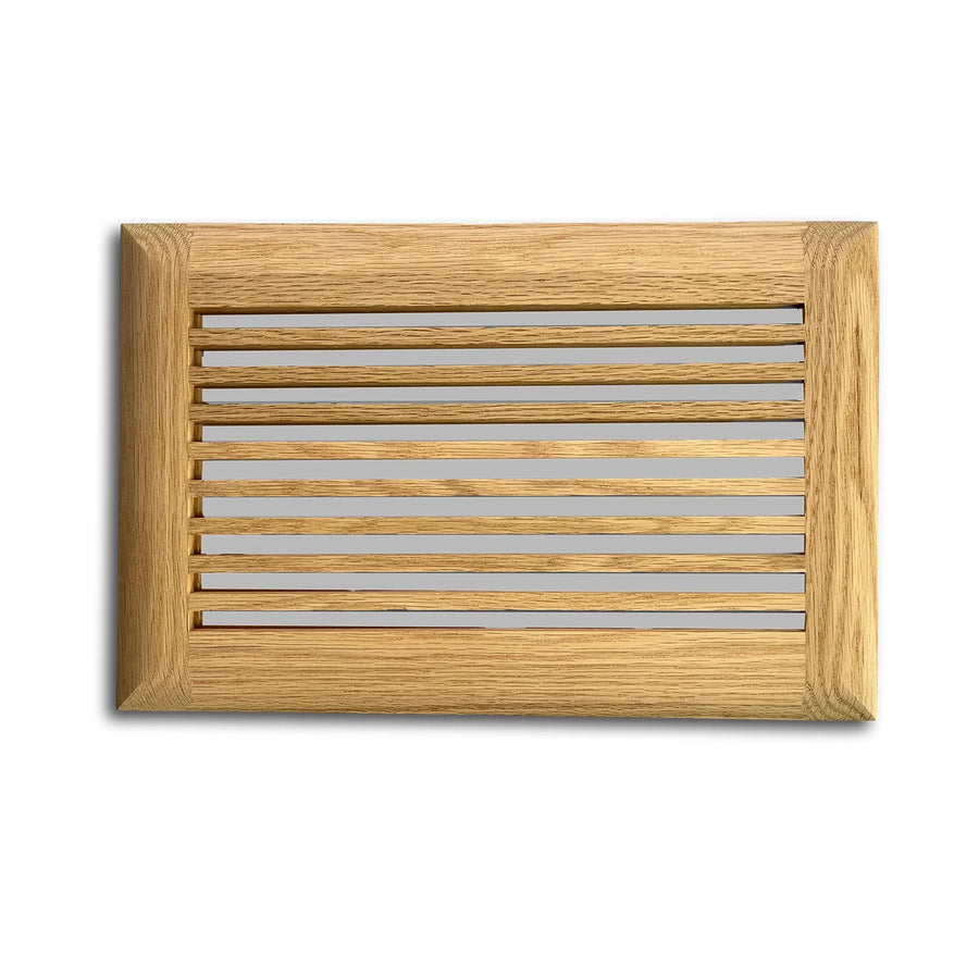 Wood Designs One Way Linear Insert Floor Registers Insert Grillworks, Inc - VCU 2.5 x 10 (Overall 3.938 x 11.438) Red Oak Floor (with vertical crossbar)
