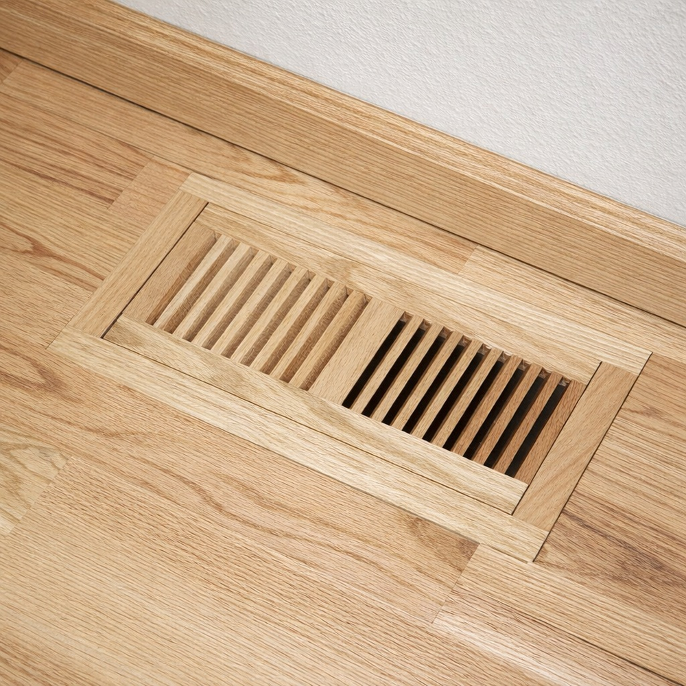 Wood Designs Flush With Frame Floor Registers Register Grillworks, Inc - VCU 2.5 x 10 (Overall 4.5 x 11.188) Red Oak