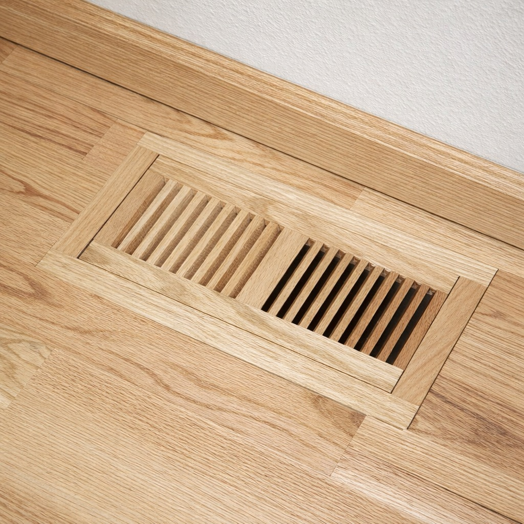 Wood Designs Flush With Frame Floor Registers Register Grillworks, Inc - VCU 2.5 x 10 (Overall 4.5 x 11.188) Red Oak