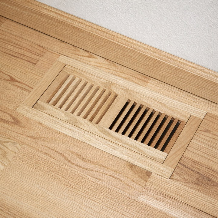 Wood Designs Flush With Frame Floor Registers Register Grillworks, Inc - VCU 2.5 x 10 (Overall 4.5 x 11.188) Red Oak