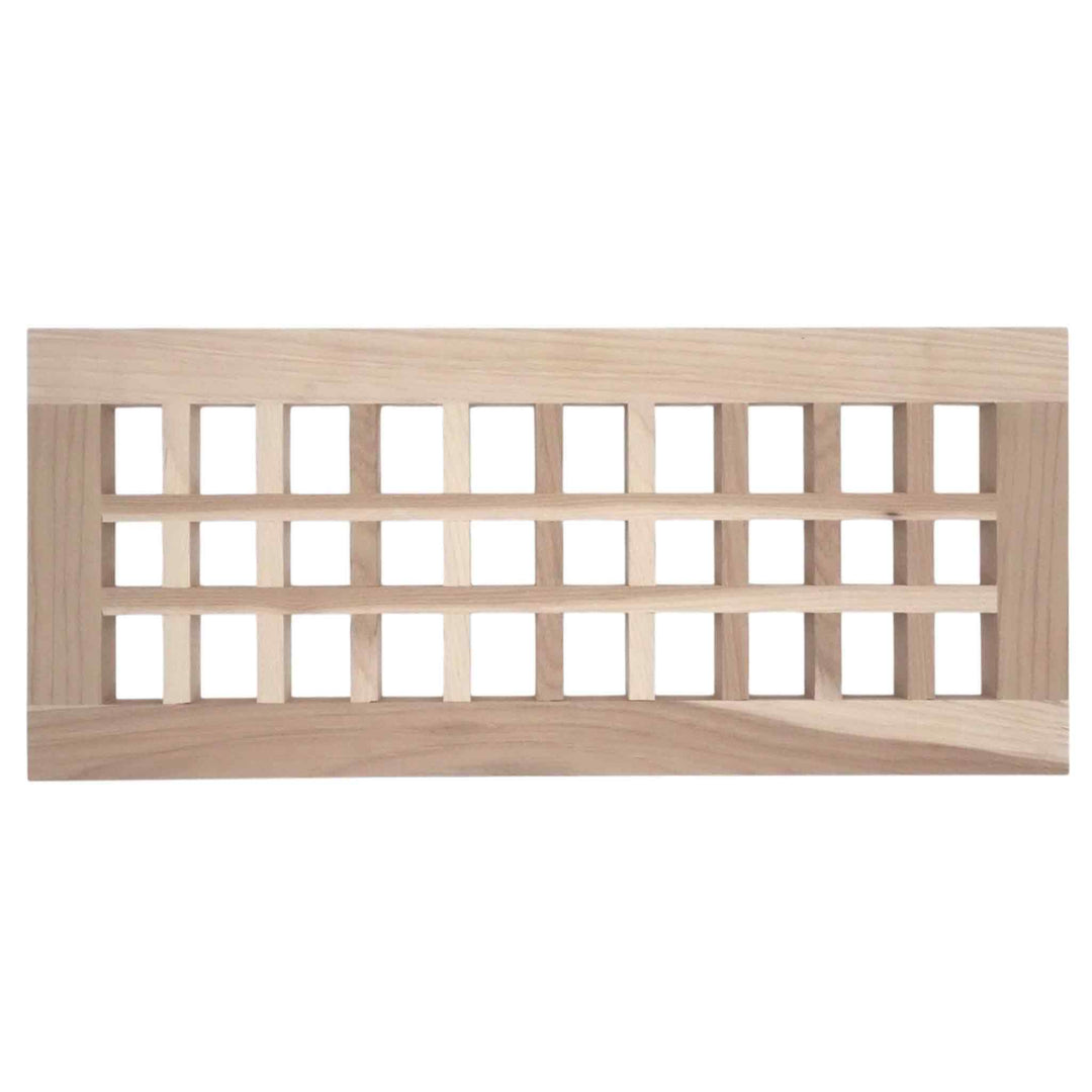 Wood Designs Grid Flush Mount Slab Floor Registers Flush No Frame Vent Cover Grillworks, Inc - VCU 2.5 x 10 (Overall 4.5 x 12) Hickory* Floor (with vertical crossbar)