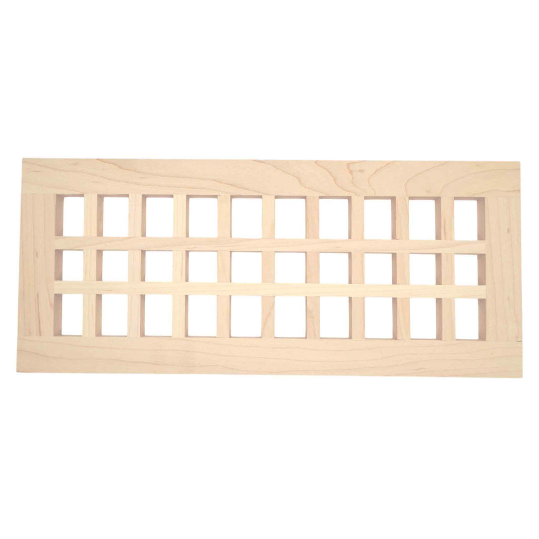 Wood Designs Grid Flush Mount Slab Floor Registers Flush No Frame Vent Cover Grillworks, Inc - VCU 2.5 x 10 (Overall 4.5 x 12) Maple Floor (with vertical crossbar)