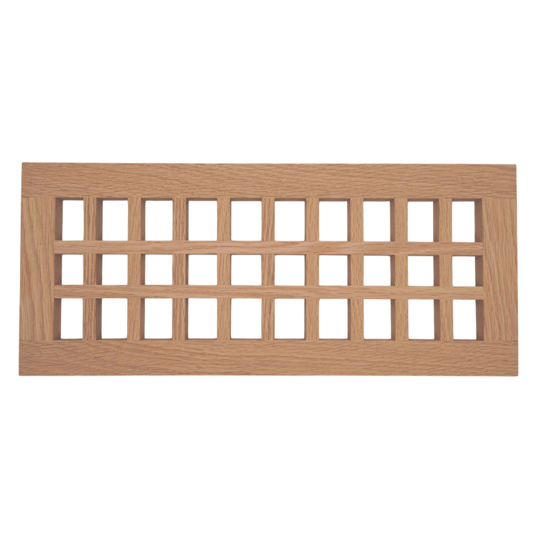 Wood Designs Grid Flush Mount Slab Floor Registers Flush No Frame Vent Cover Grillworks, Inc - VCU 2.5 x 10 (Overall 4.5 x 12) Red Oak Floor (with vertical crossbar)