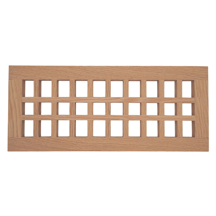 Wood Designs Grid Flush Mount Slab Floor Registers Flush No Frame Vent Cover Grillworks, Inc - VCU 2.5 x 10 (Overall 4.5 x 12) Red Oak Floor (with vertical crossbar)