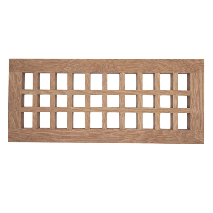 Wood Designs Grid Flush Mount Slab Floor Registers Flush No Frame Vent Cover Grillworks, Inc - VCU 2.5 x 10 (Overall 4.5 x 12) White Oak Floor (with vertical crossbar)