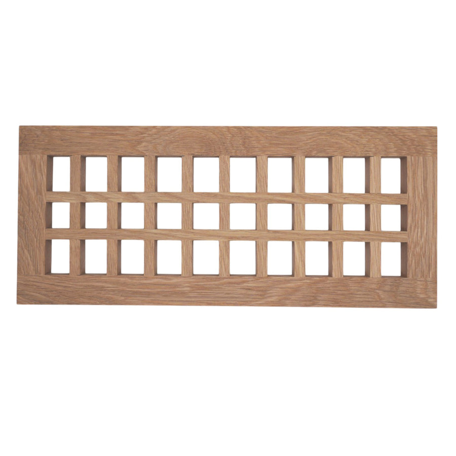 Wood Designs Grid Flush Mount Slab Floor Registers Flush No Frame Vent Cover Grillworks, Inc - VCU 2.5 x 10 (Overall 4.5 x 12) White Oak Floor (with vertical crossbar)
